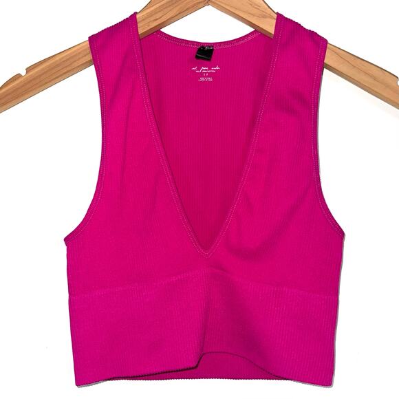 Urban Outfitters Out From Under Hailey Seamless Ribbed Plunge Crop Top Size S - Picture 1 of 8